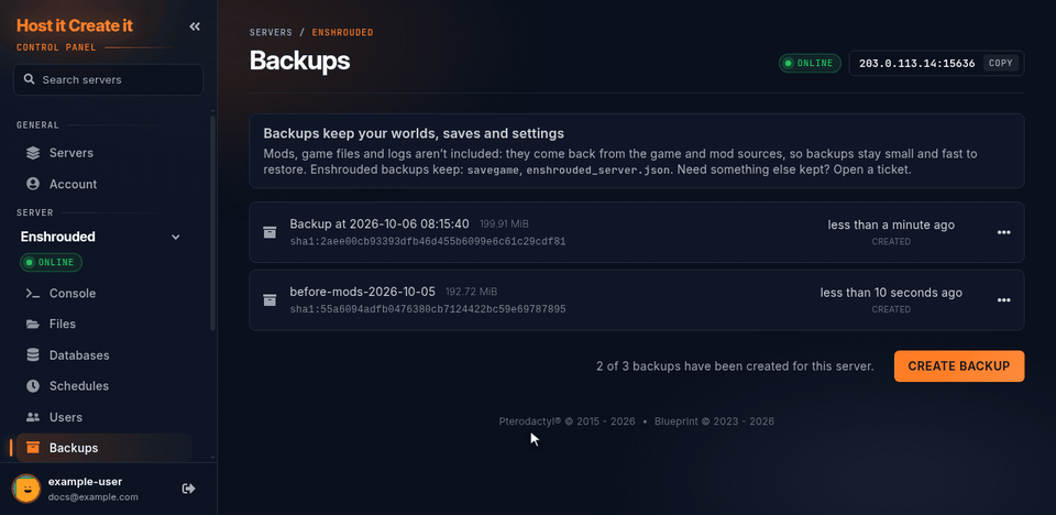 Restoring safely: the backup menu, Restore safely, and the Restore a backup window with Back up, then restore